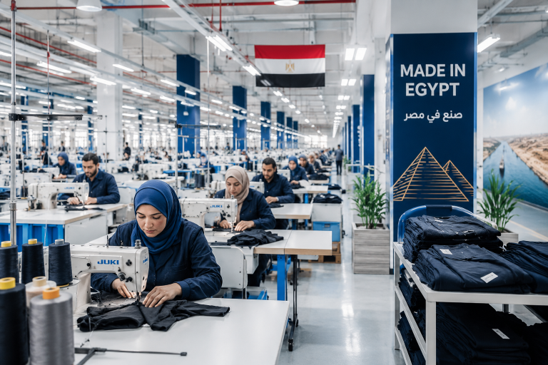 Apparel manufacturing in a modern factory in Egypt